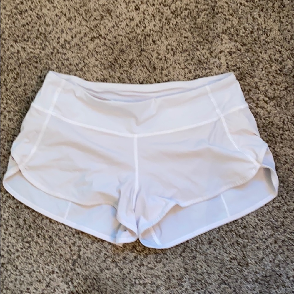 White Lulu Lemon running shorts